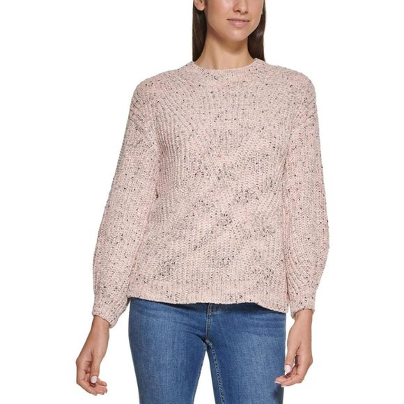 CALVIN KLEIN Chenille Crewneck Sweater - Blush - Size Large - Picture 1 of 3